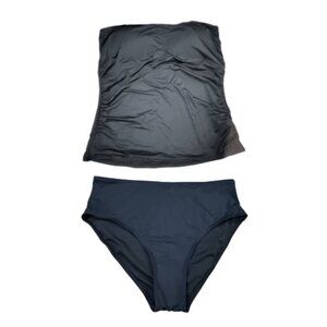 Black Two-Piece Swimsuit Set | Bandeau / Tankini Style | NWOT | Size L